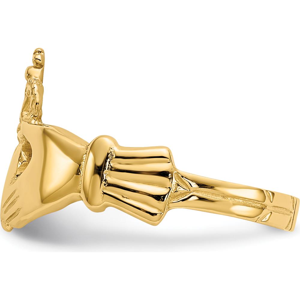 10K Yellow Gold Polished Claddagh Ring with Twisted Band Design