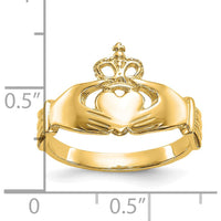 10K Yellow Gold Polished Claddagh Ring with Twisted Band Design