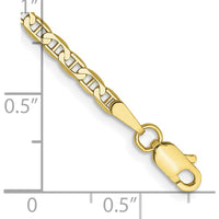 10K Yellow Gold Polished Concave Anchor Chain Anklet - 10"