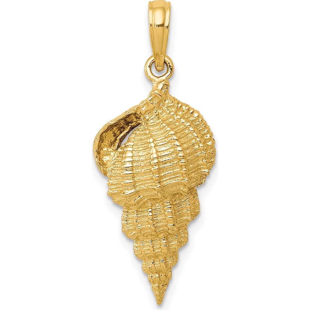 10K Yellow Gold Polished Conch Shell Pendant - 30mm Length