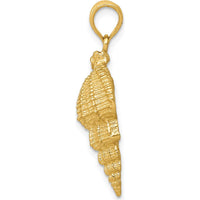 10K Yellow Gold Polished Conch Shell Pendant - 30mm Length