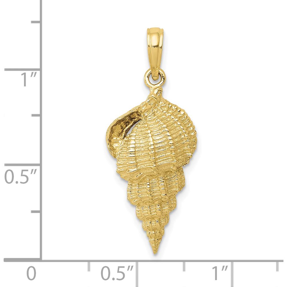 10K Yellow Gold Polished Conch Shell Pendant - 30mm Length