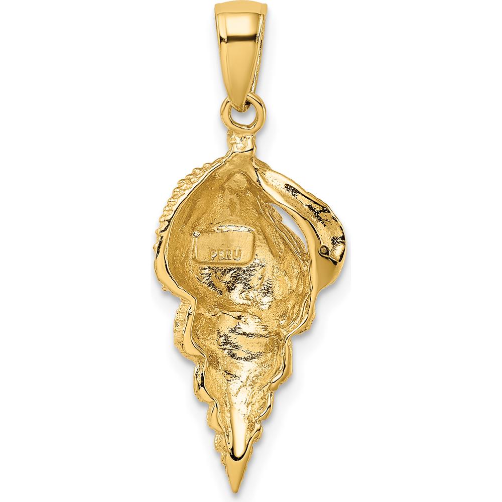 10K Yellow Gold Polished Conch Shell Pendant - 30mm Length