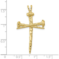 10K Yellow Gold Polished Cross Charm - 42mm Length x 25mm Width
