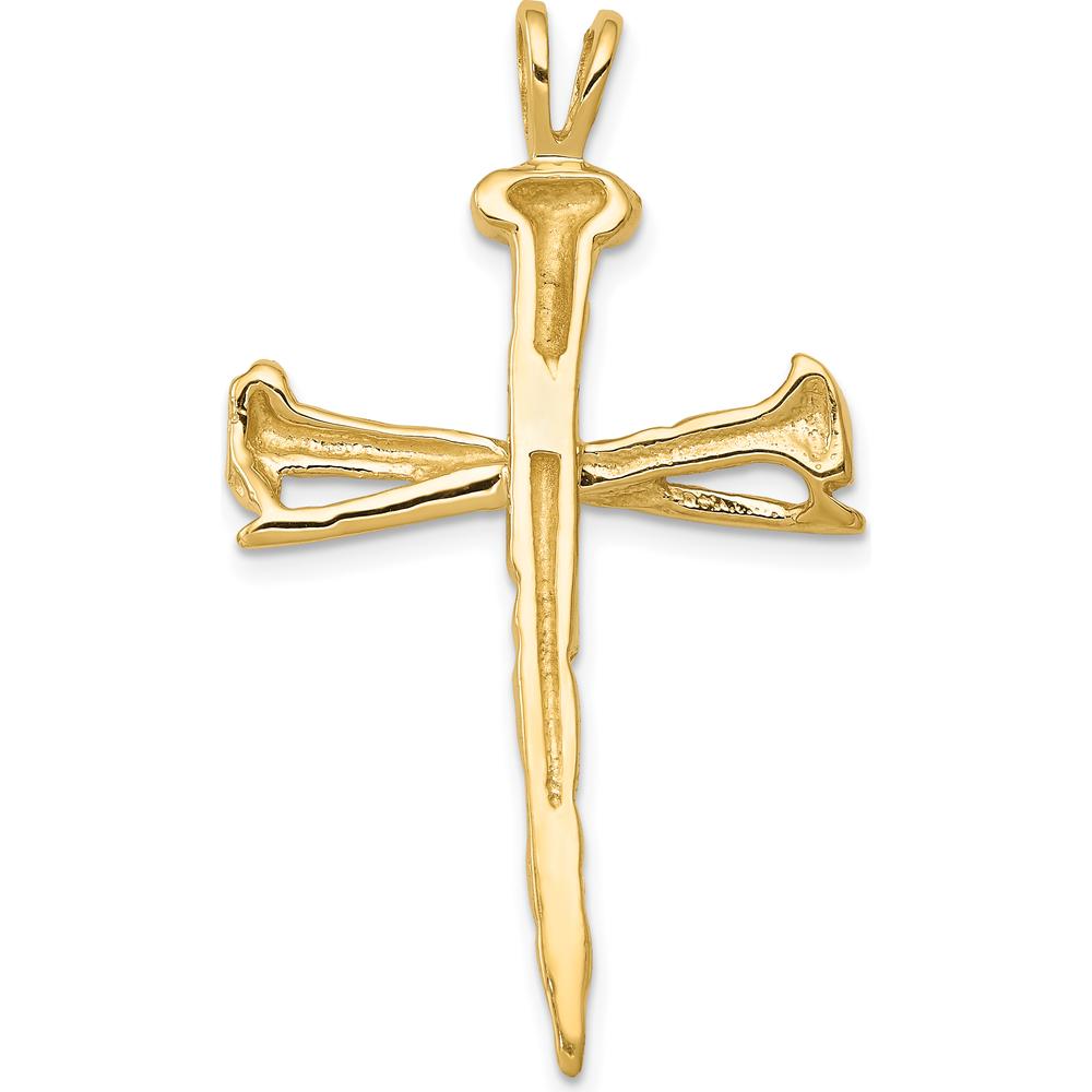 10K Yellow Gold Polished Cross Charm - 42mm Length x 25mm Width
