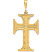 10K Yellow Gold Polished Cross Charm Pendant - 44mm x 23mm