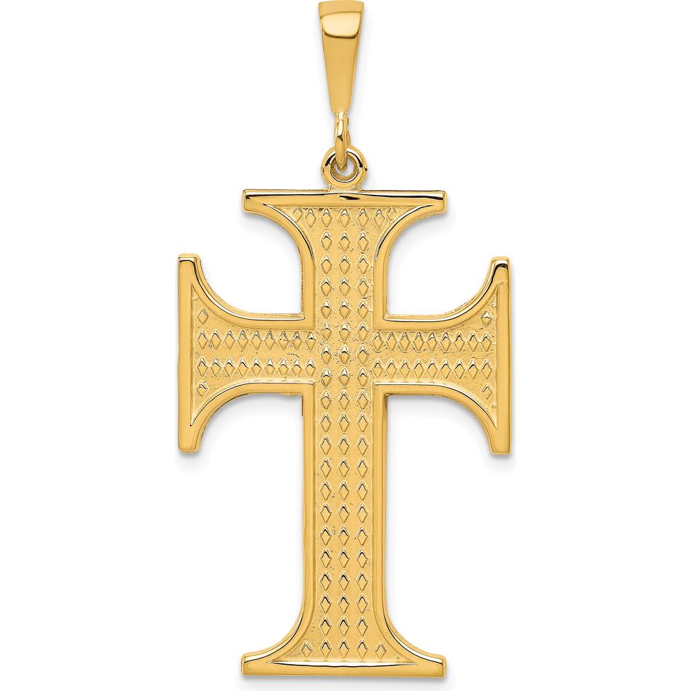 10K Yellow Gold Polished Cross Charm Pendant - 44mm x 23mm