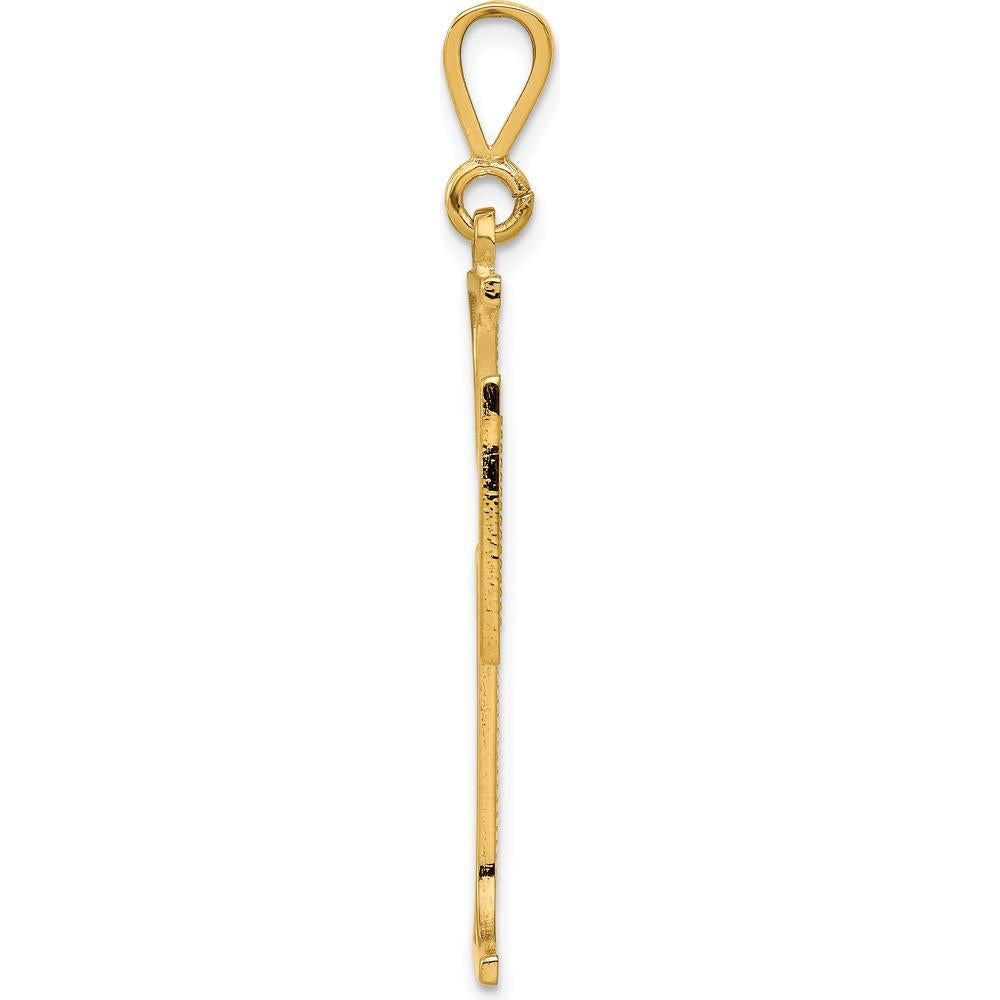10K Yellow Gold Polished Cross Charm Pendant - 44mm x 23mm