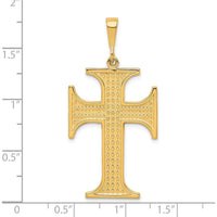 10K Yellow Gold Polished Cross Charm Pendant - 44mm x 23mm