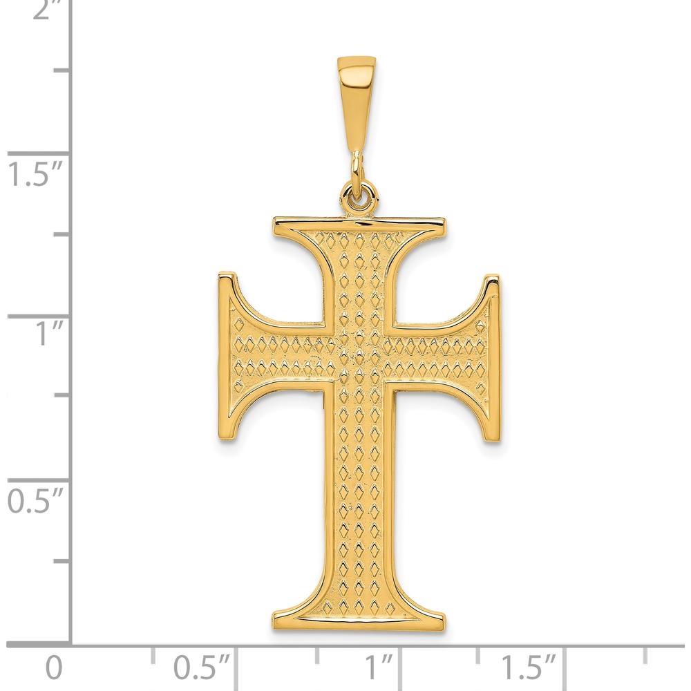 10K Yellow Gold Polished Cross Charm Pendant - 44mm x 23mm