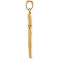 10K Yellow Gold Polished Cross Pendant - 37.5mm Length, Solid Design