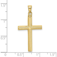 10K Yellow Gold Polished Cross Pendant - 37.5mm Length, Solid Design