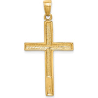 10K Yellow Gold Polished Cross Pendant - 37.5mm Length, Solid Design