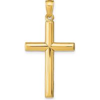 10K Yellow Gold Polished Cross Pendant - 39mm Length