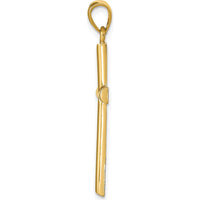 10K Yellow Gold Polished Cross Pendant - 39mm Length