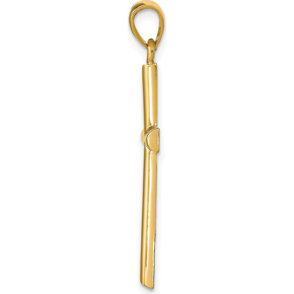 10K Yellow Gold Polished Cross Pendant - 39mm Length