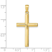 10K Yellow Gold Polished Cross Pendant - 39mm Length