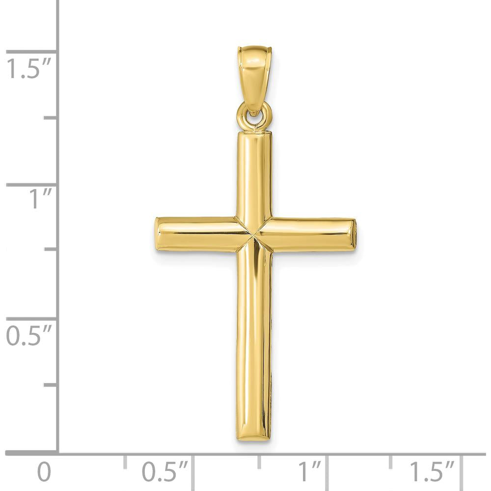 10K Yellow Gold Polished Cross Pendant - 39mm Length