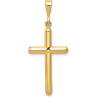 10K Yellow Gold Polished Cross Pendant - 42mm Length