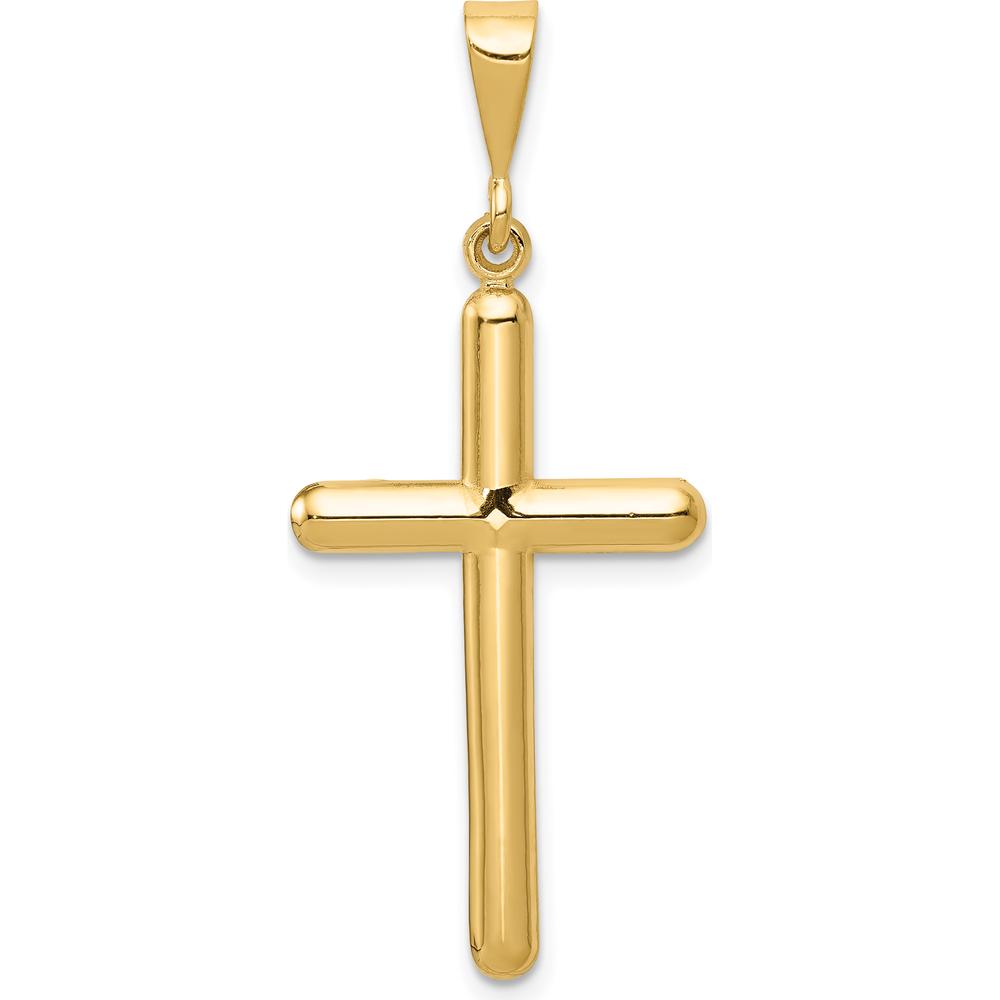 10K Yellow Gold Polished Cross Pendant - 42mm Length