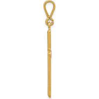 10K Yellow Gold Polished Cross Pendant - 42mm Length