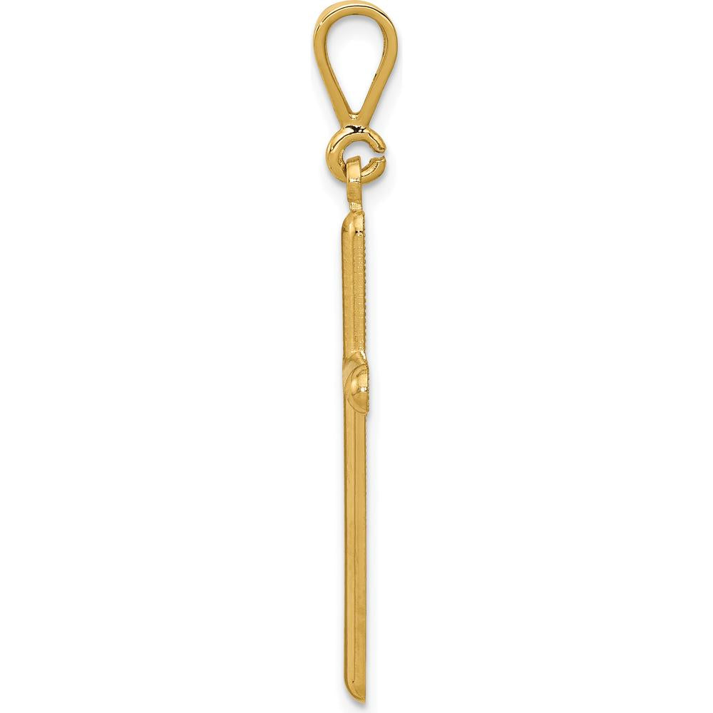 10K Yellow Gold Polished Cross Pendant - 42mm Length