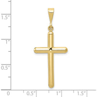 10K Yellow Gold Polished Cross Pendant - 42mm Length