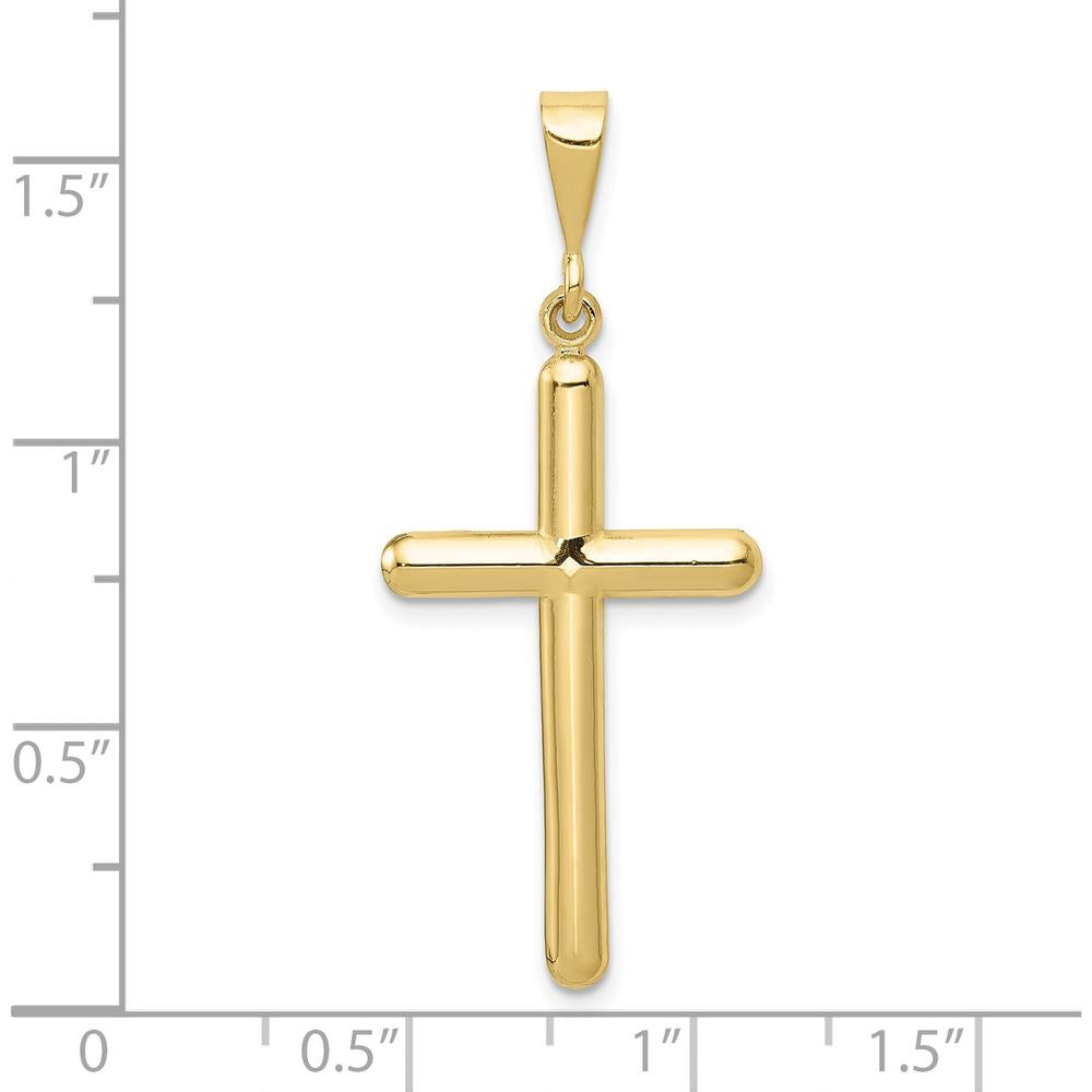 10K Yellow Gold Polished Cross Pendant - 42mm Length