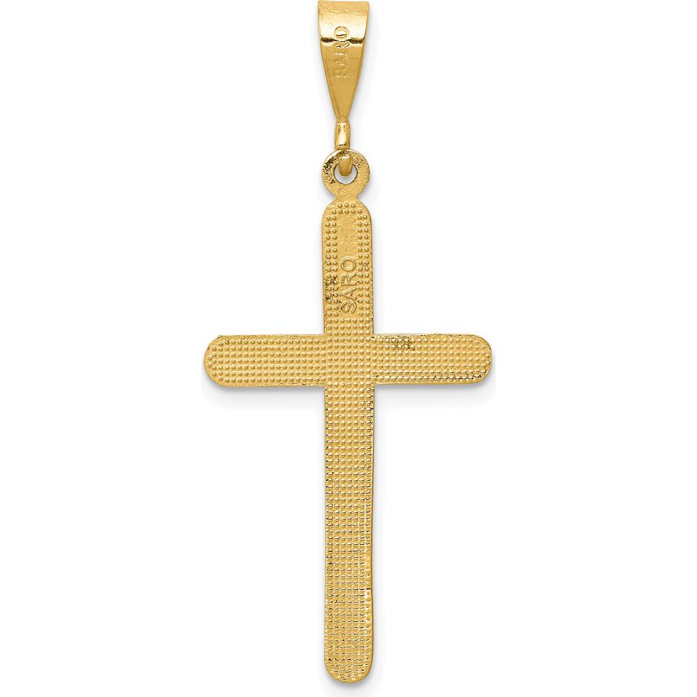 10K Yellow Gold Polished Cross Pendant - 42mm Length