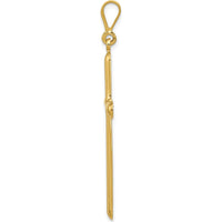 10K Yellow Gold Polished Cross Pendant - 50mm Length