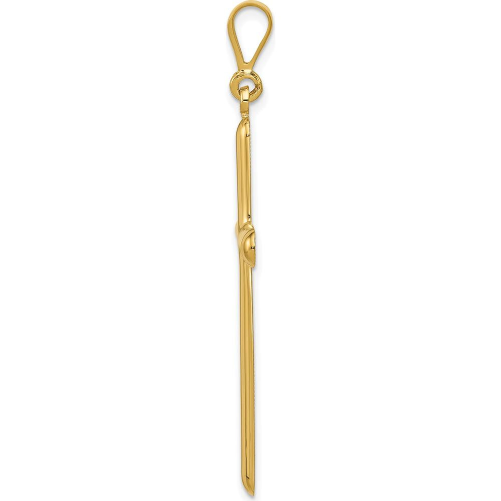 10K Yellow Gold Polished Cross Pendant - 50mm Length