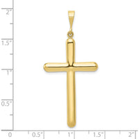 10K Yellow Gold Polished Cross Pendant - 50mm Length