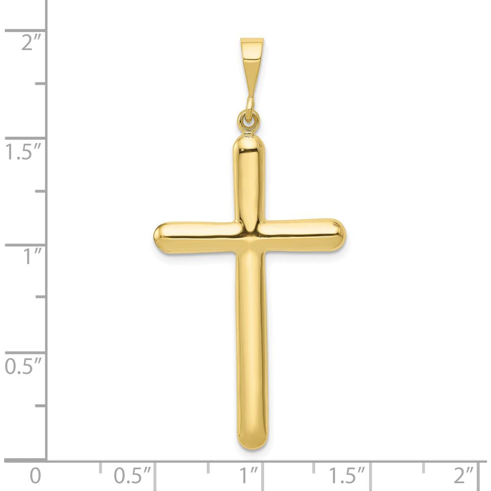 10K Yellow Gold Polished Cross Pendant - 50mm Length