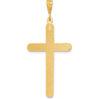 10K Yellow Gold Polished Cross Pendant - 50mm Length