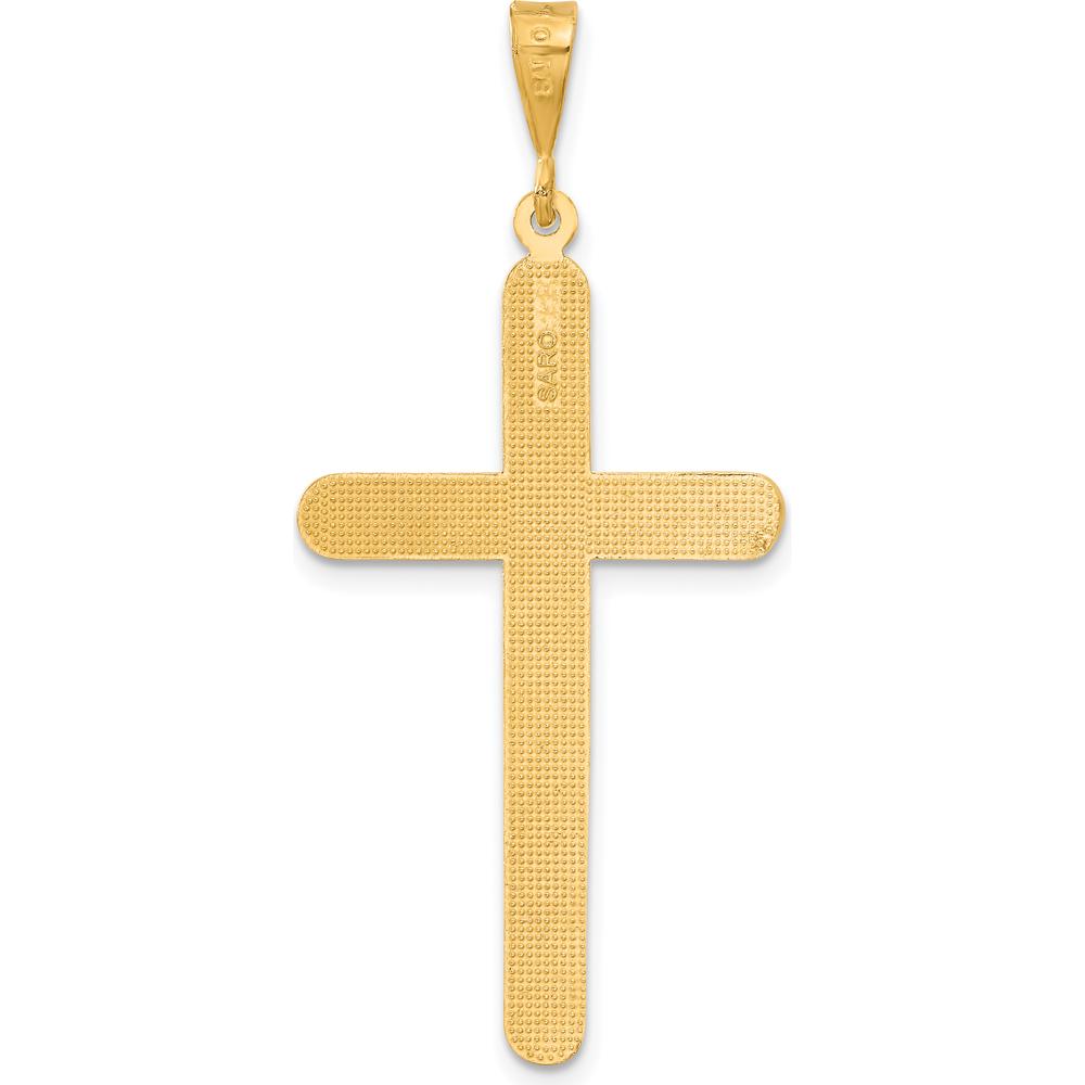 10K Yellow Gold Polished Cross Pendant - 50mm Length