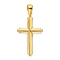 10K Yellow Gold Polished Cross Pendant Charm - Faith Inspired Design