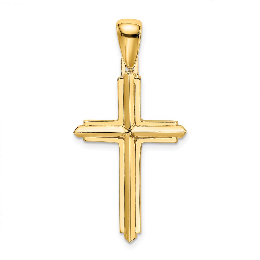 10K Yellow Gold Polished Cross Pendant Charm - Faith Inspired Design