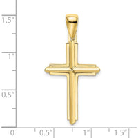 10K Yellow Gold Polished Cross Pendant Charm - Faith Inspired Design