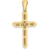 10K Yellow Gold Polished Cross Pendant Charm - Faith Inspired Design