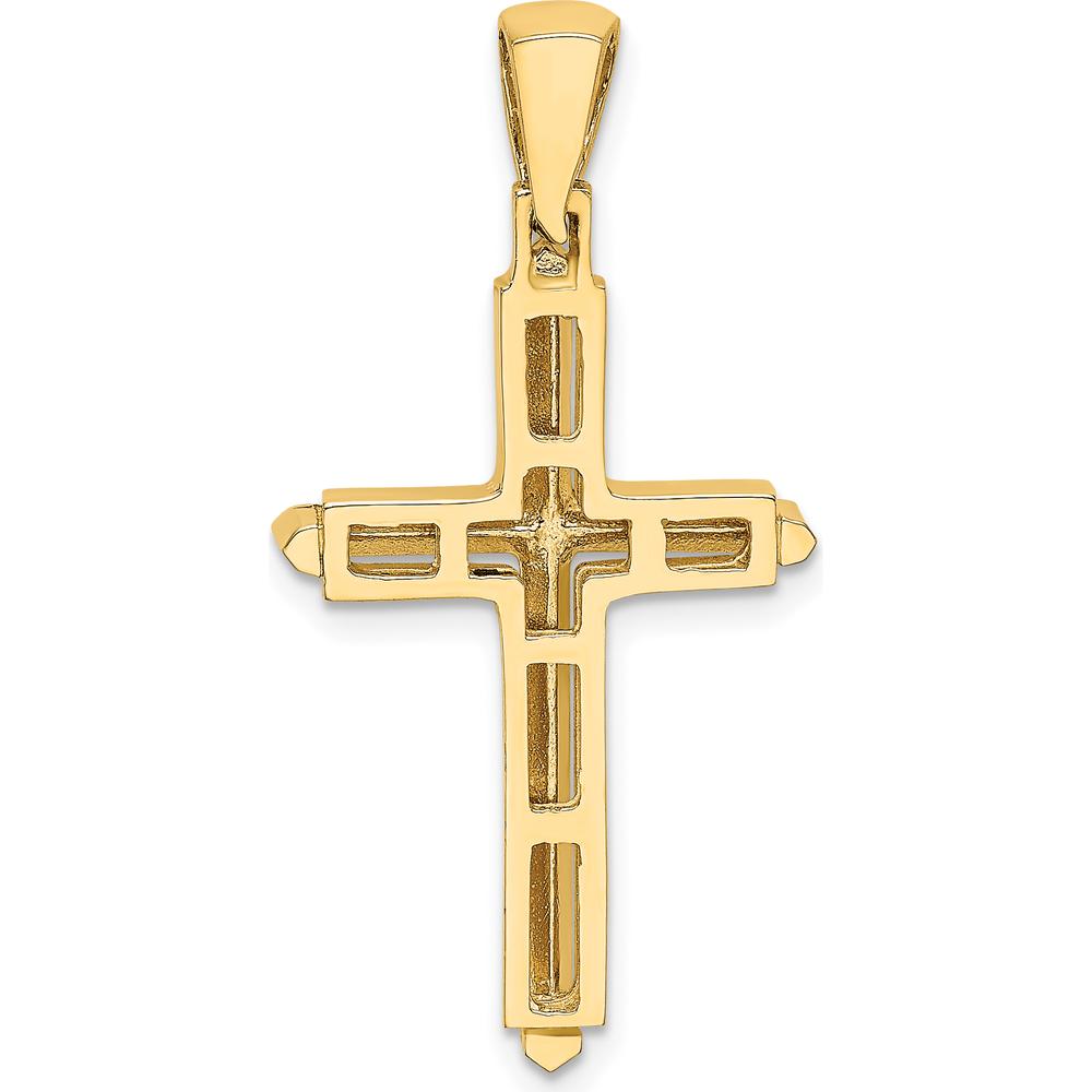 10K Yellow Gold Polished Cross Pendant Charm - Faith Inspired Design
