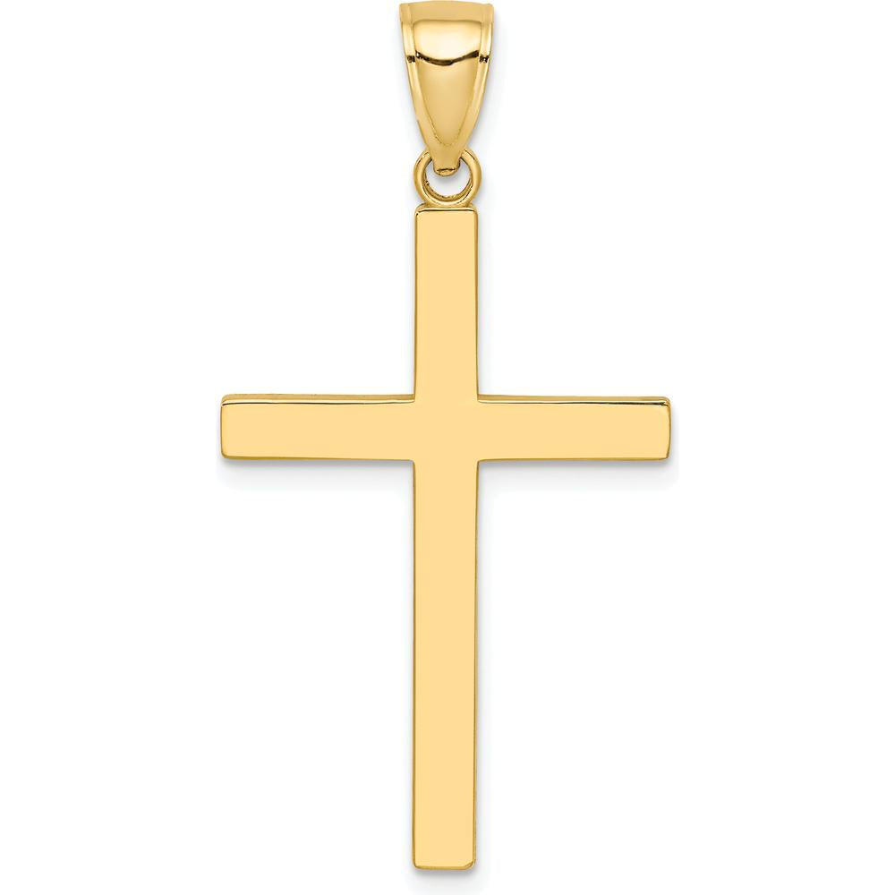 10K Yellow Gold Polished Cross Pendant - Faith-Inspired Jewelry