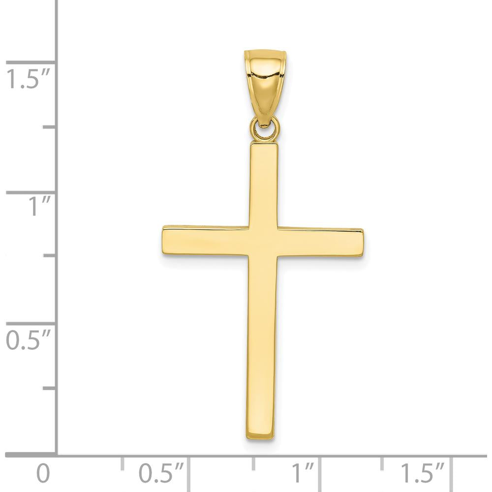 10K Yellow Gold Polished Cross Pendant - Faith-Inspired Jewelry
