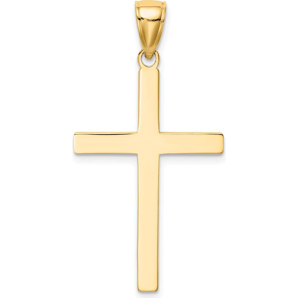10K Yellow Gold Polished Cross Pendant - Faith-Inspired Jewelry