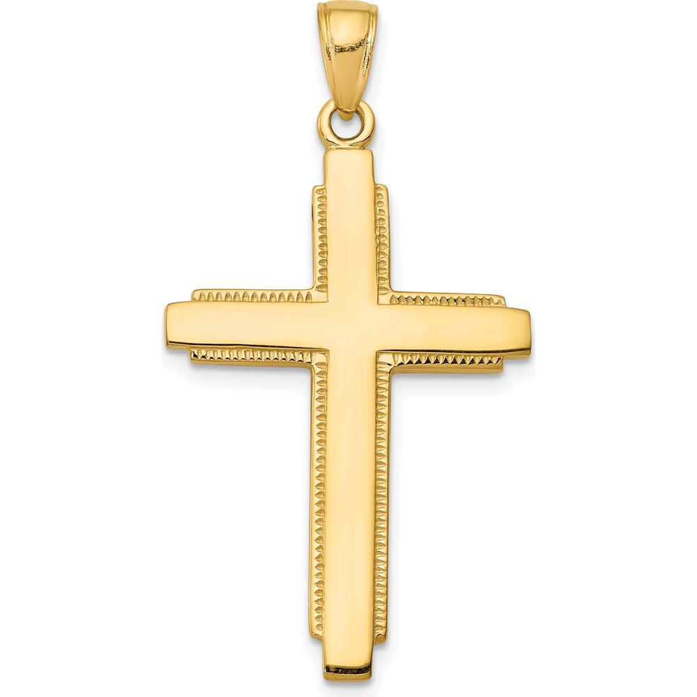 10K Yellow Gold Polished Cross Pendant - Faith-Inspired Jewelry Charm