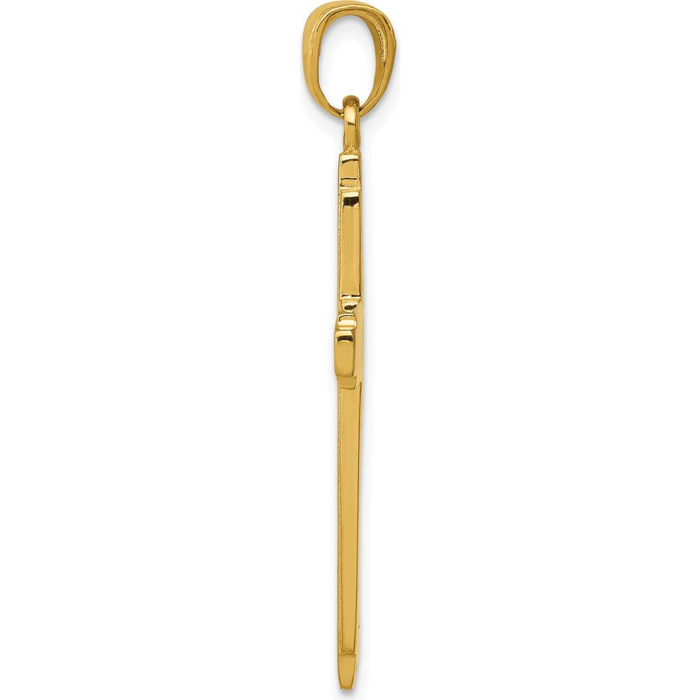 10K Yellow Gold Polished Cross Pendant - Faith-Inspired Jewelry Charm