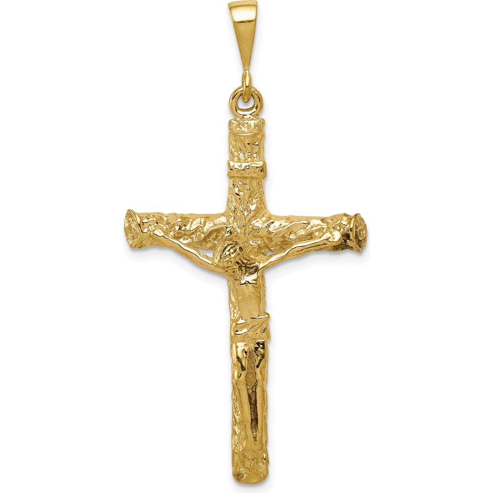 10K Yellow Gold Polished Crucifix Charm Pendant - 47mm Length
