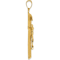 10K Yellow Gold Polished Crucifix Pendant - 59mm