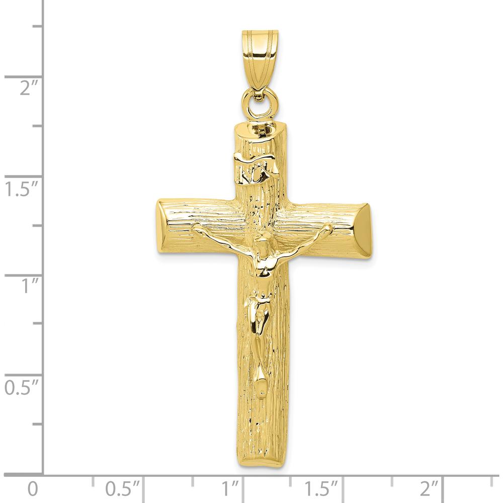 10K Yellow Gold Polished Crucifix Pendant - 59mm