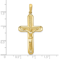 10K Yellow Gold Polished Crucifix Pendant with Celtic Detailing - 48mm Length