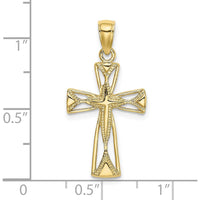10K Yellow Gold Polished Cut-Out Cross Charm Pendant - 22.65mm Length